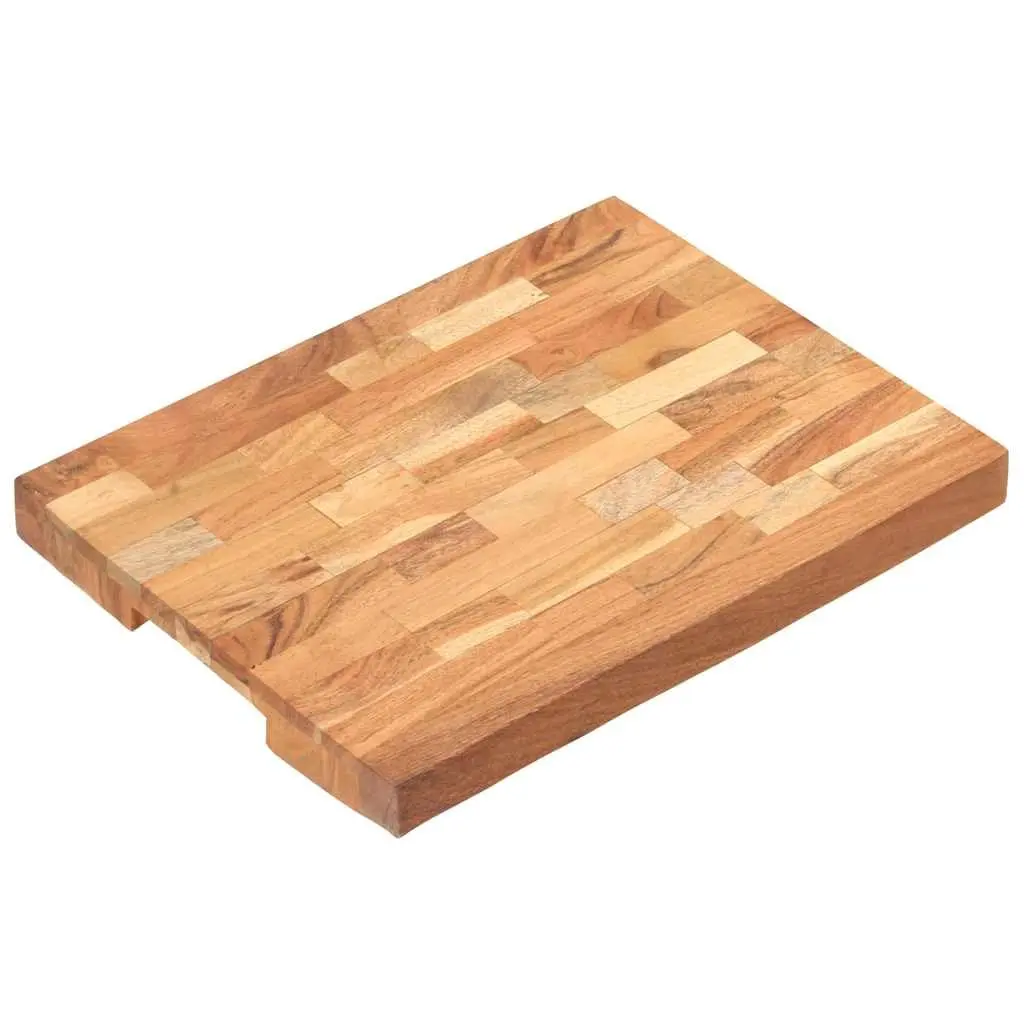 Solid Acacia Wood Chopping Board 40x30x4 cm Brown Kitchen Cutting Surface with Finger Groove