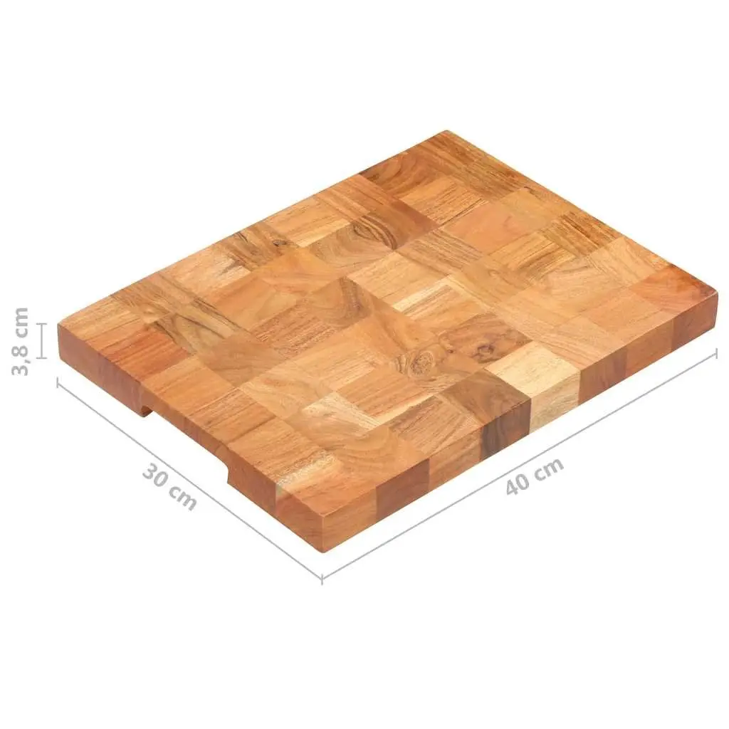 Chopping Board Solid Acacia Wood Brown 40x30x3.8 cm Kitchen Cutting Board with Finger Groove