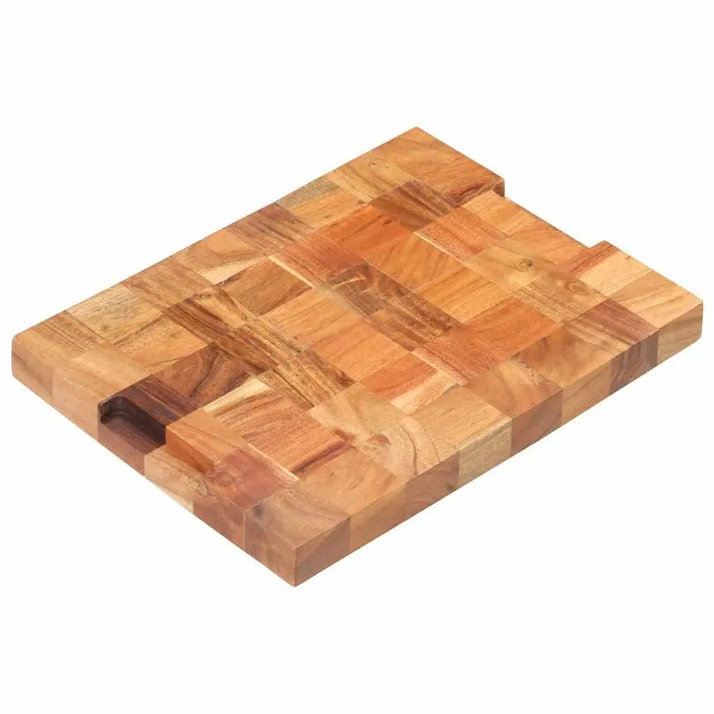 Chopping Board Solid Acacia Wood Brown 40x30x3.8 cm Kitchen Cutting Board with Finger Groove