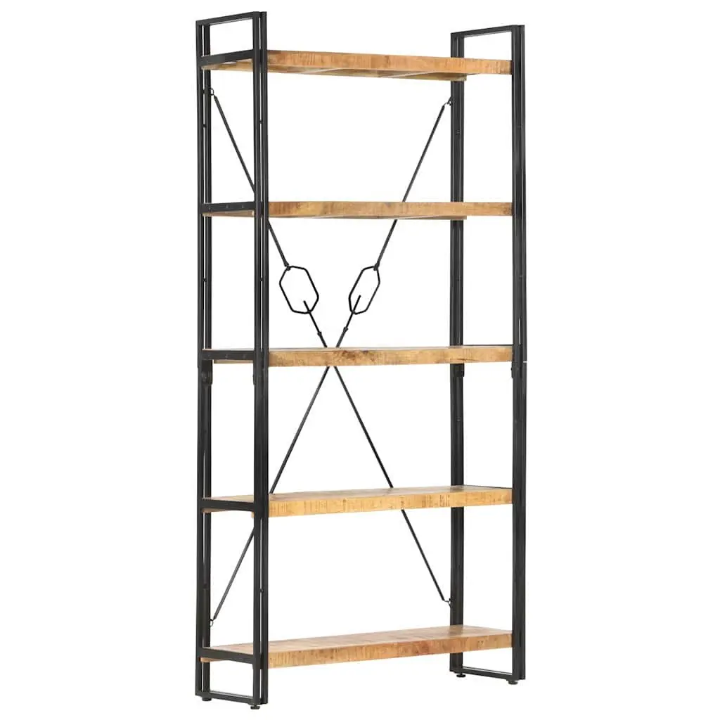 5-Tier Bookcase Solid Mango Wood 90x30x180 cm Brown Shelving Unit Storage Display