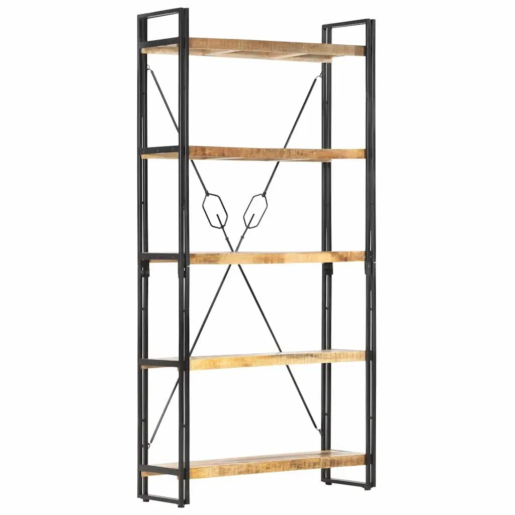 5-Tier Bookcase Solid Mango Wood 90x30x180 cm Brown Shelving Unit Storage Display