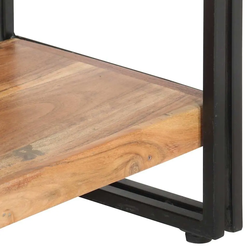5 Tier Bookcase Industrial Steel Frame Solid Acacia Wood 140x30x180cm Brown Storage and Display Shelf