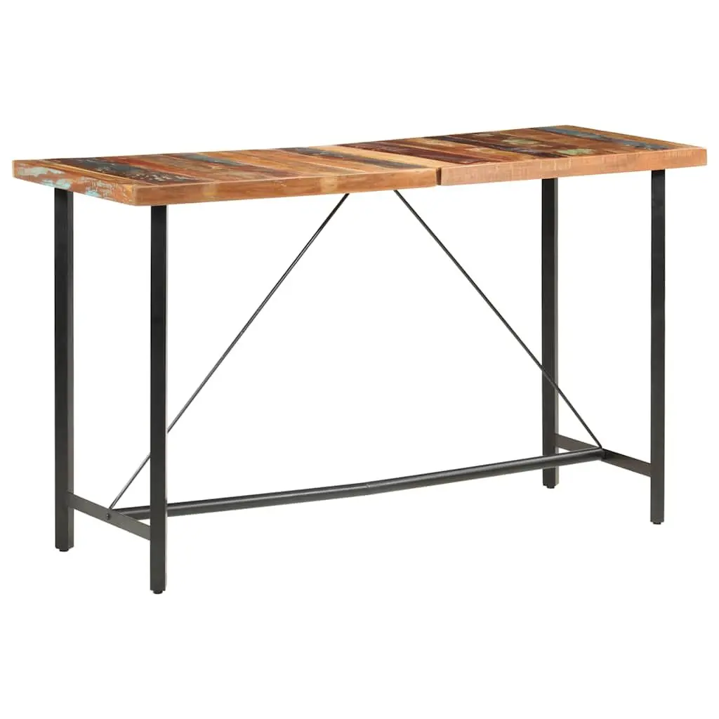 Bar Table 180x70x107 cm Solid Reclaimed Wood Industrial Dining Kitchen Furniture