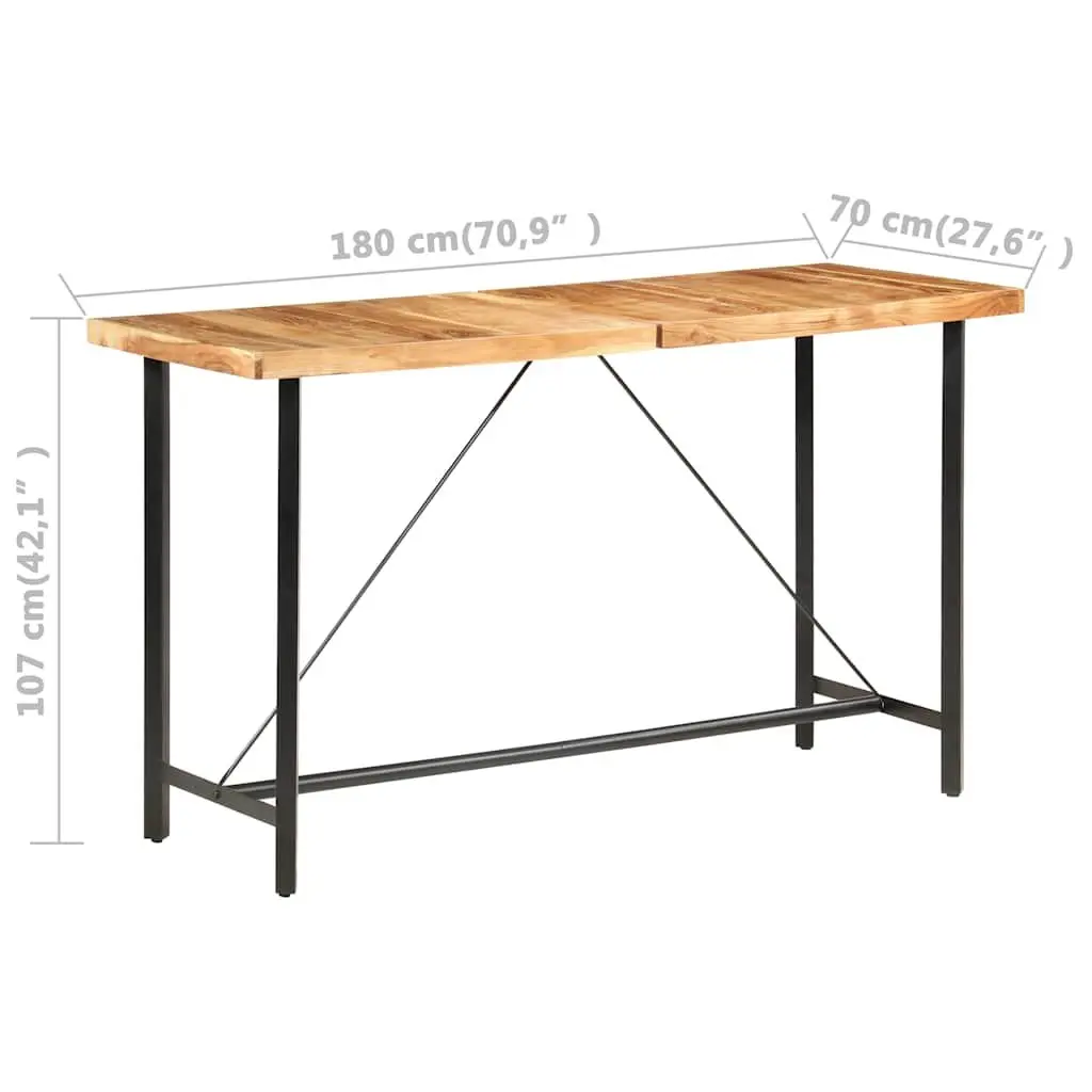 Bar Table Solid Acacia Wood 180x70x107 cm Brown Industrial Style Steel Legs