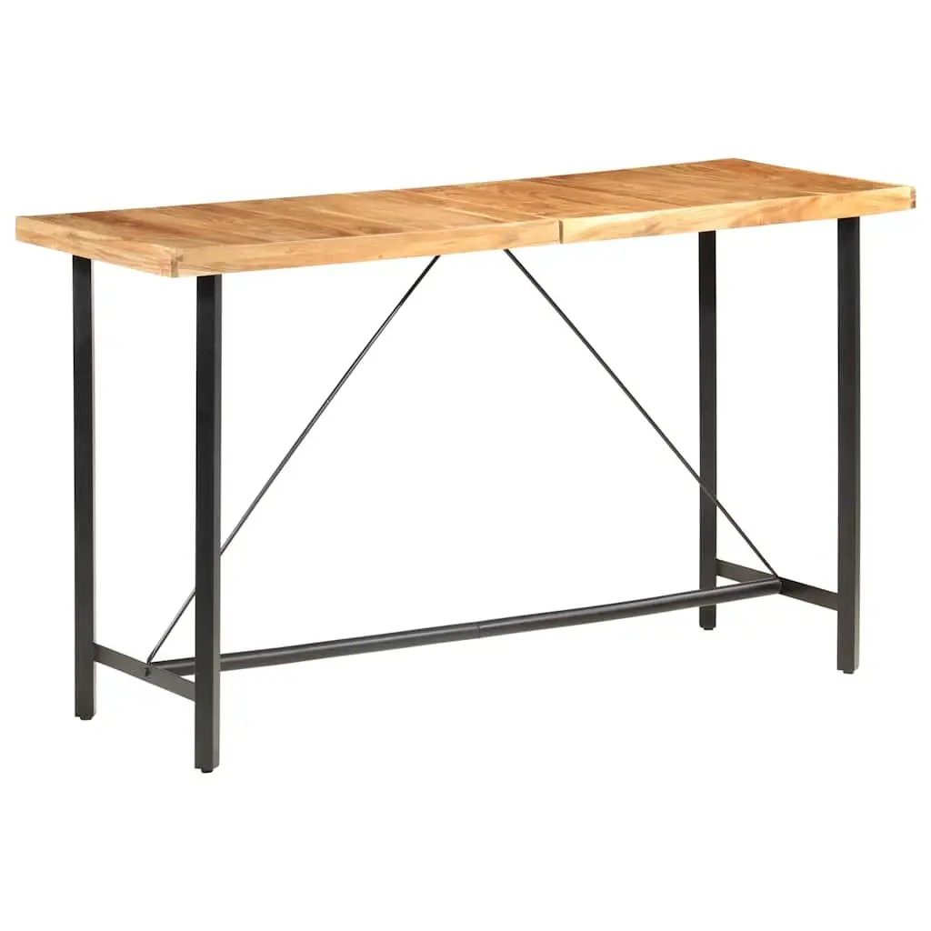 Bar Table Solid Acacia Wood 180x70x107 cm Brown Industrial Style Steel Legs