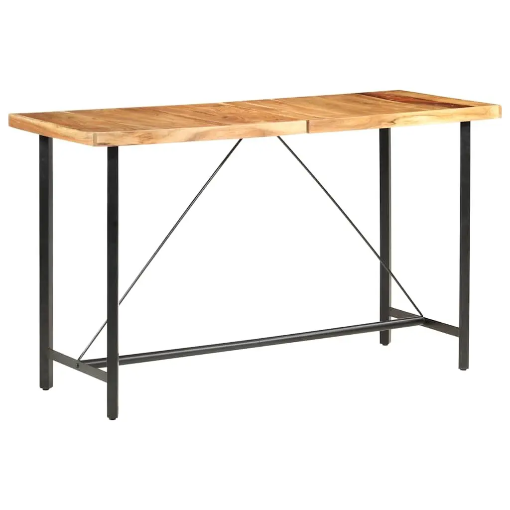 Bar Table Solid Acacia Wood 180x70x107 cm Brown Industrial Style Steel Legs