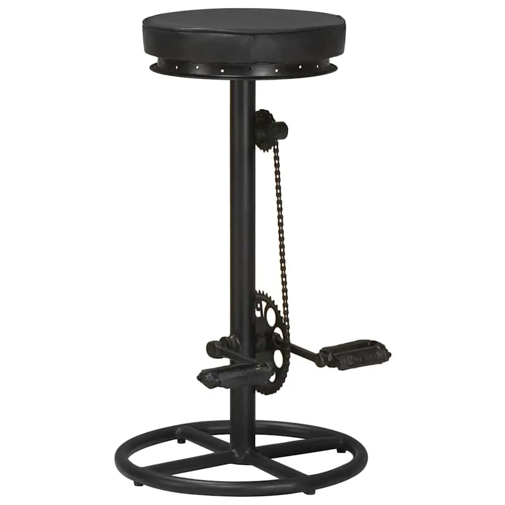 Bar Stools 2 pcs Black Leather Bicycle Pedal Footrest Industrial Design Seating