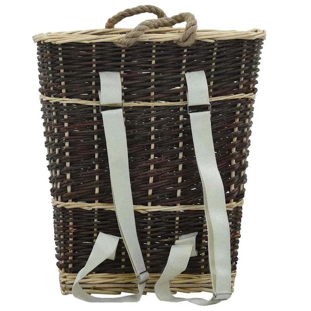 Firewood Backpack Carrier Natural Willow 44.5 x 37 x 50 cm Brown
