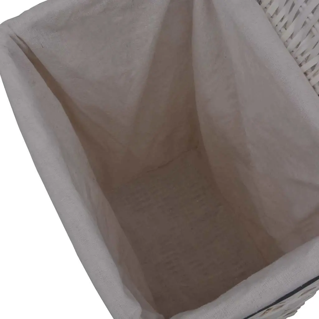 Laundry Basket White Woven Willow Sturdy Durable Bathroom Household Storage