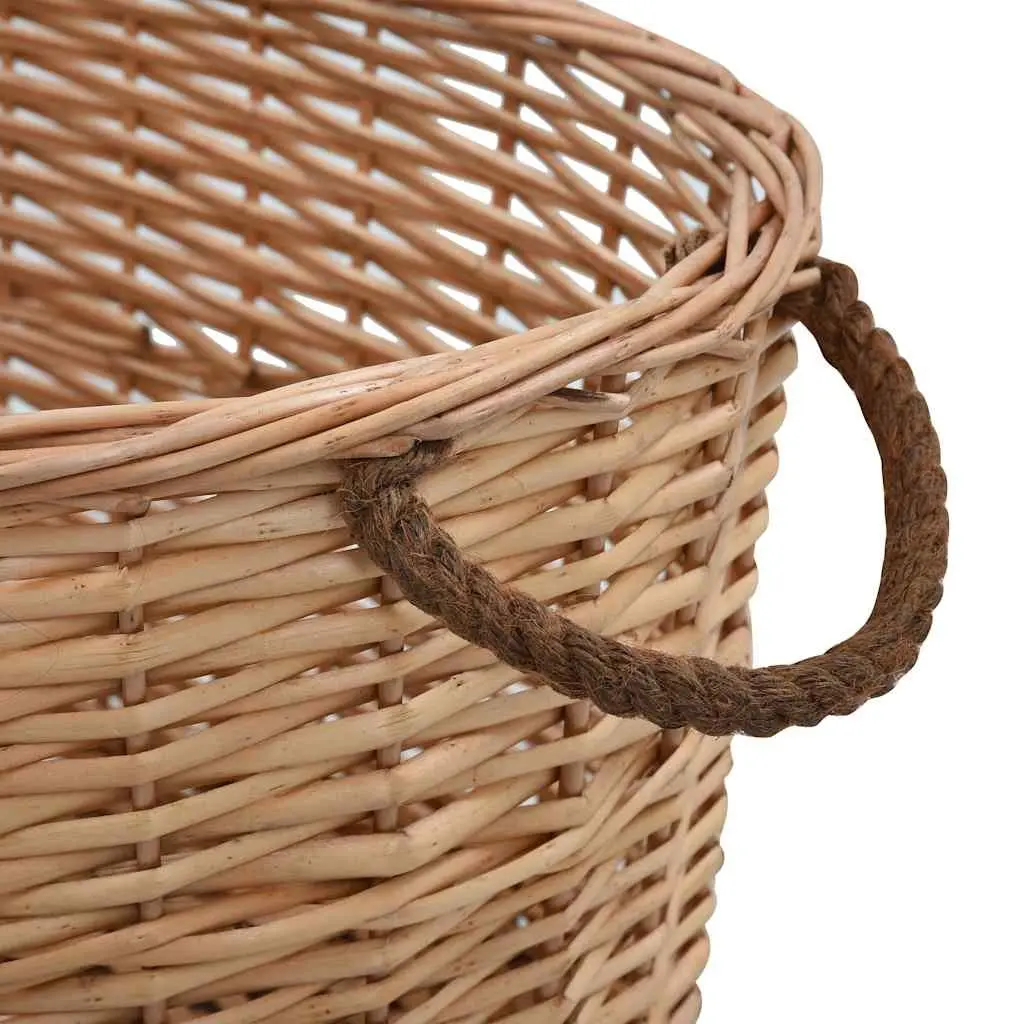 Firewood Basket Natural Willow Rustic Storage Log Carrier with Carrying Handles Brown 56 x 40 x 28 cm
