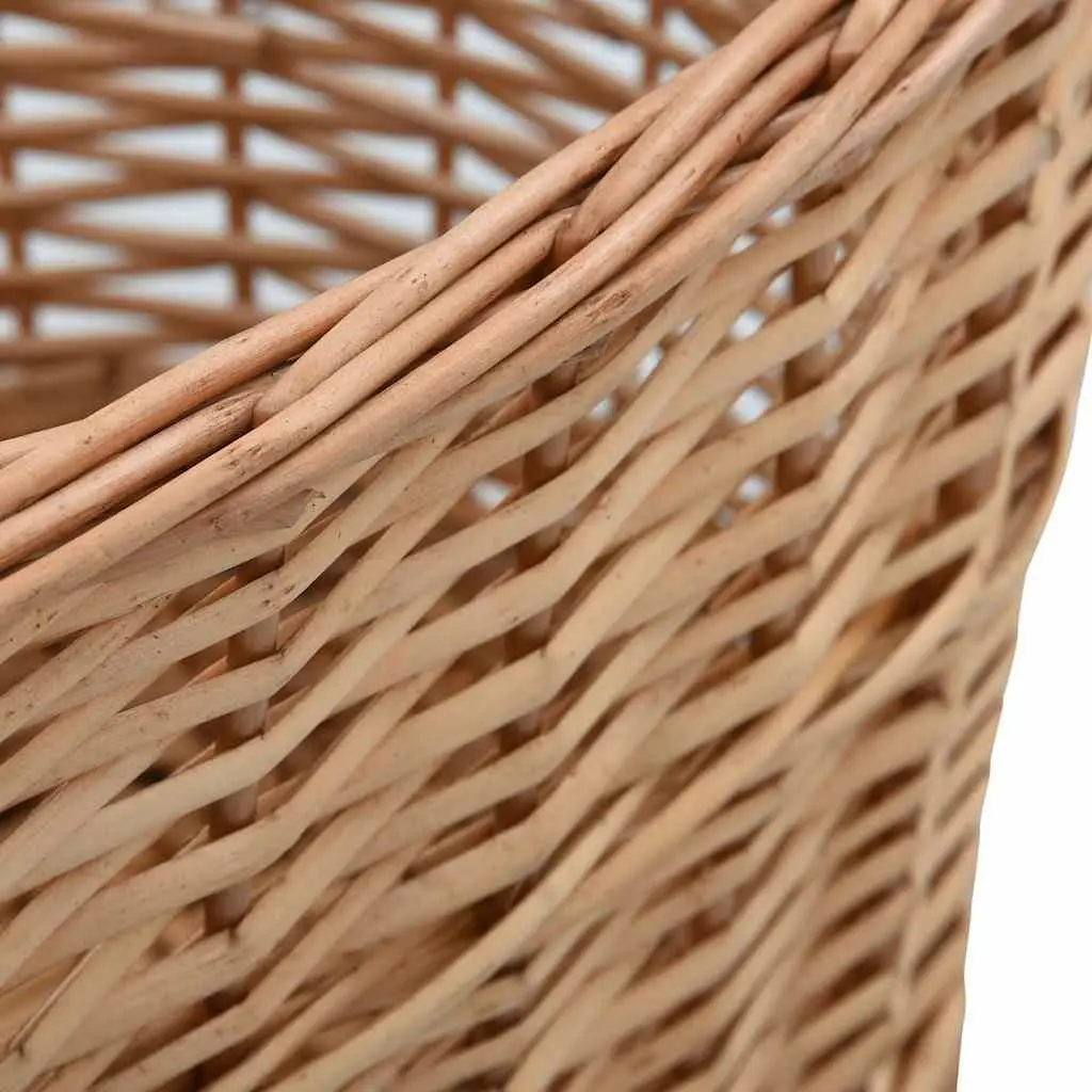 Firewood Basket Natural Willow Rustic Storage Log Carrier with Carrying Handles Brown 56 x 40 x 28 cm