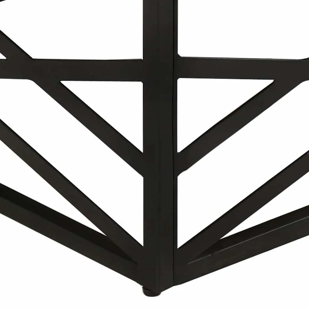 Mango Wood Coffee Table 68x68x35 cm Brown with Sturdy Cast Steel Legs for Living Room