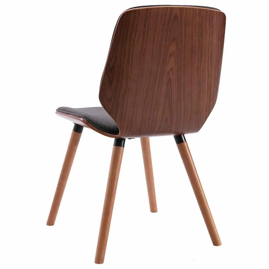 Set of 2 Contemporary Dining Chairs Grey Upholstered Soft Fabric Wood Frame Kitchen Room Seating