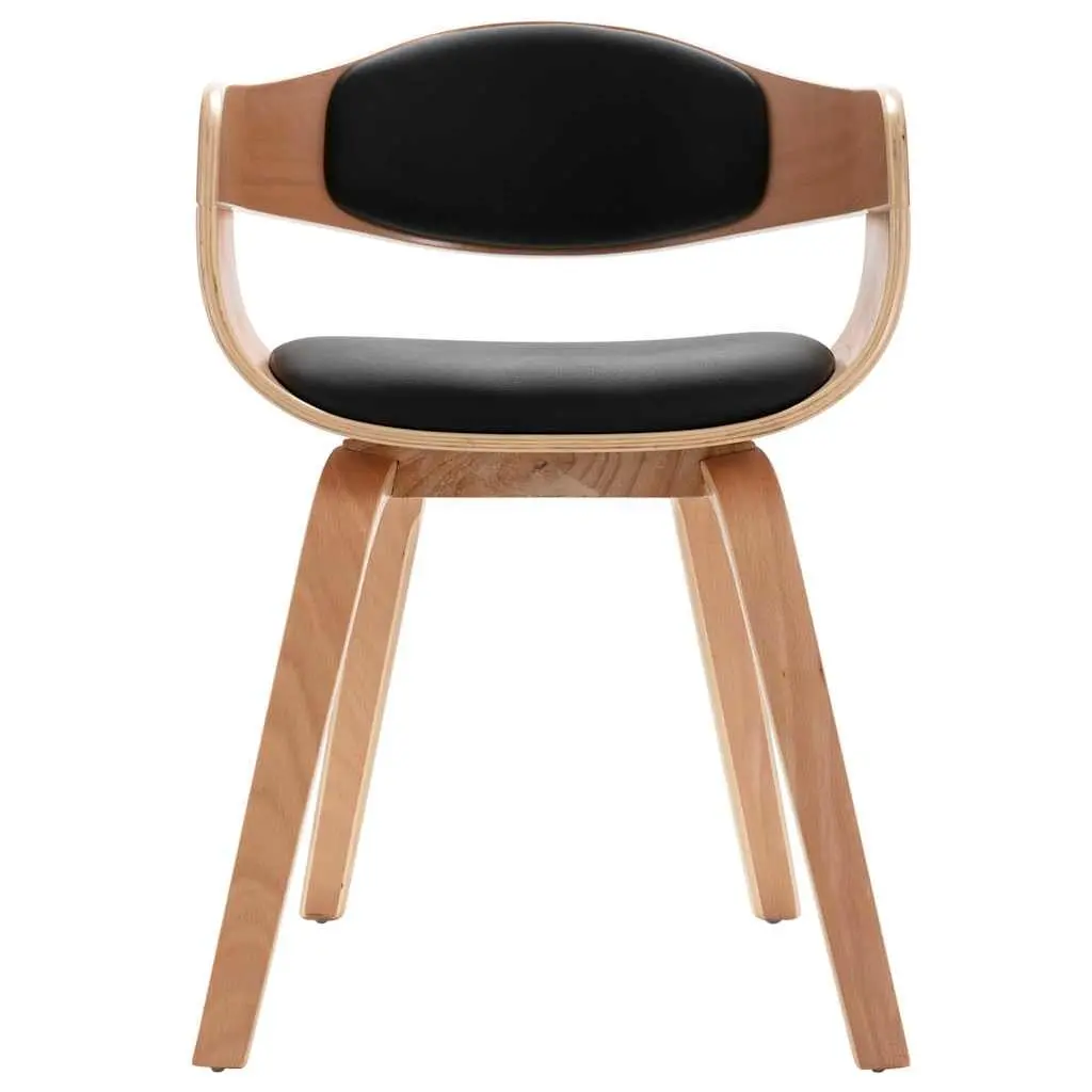 Dining Chairs Bent Wood Frame Faux Leather Seat Black Set of 2