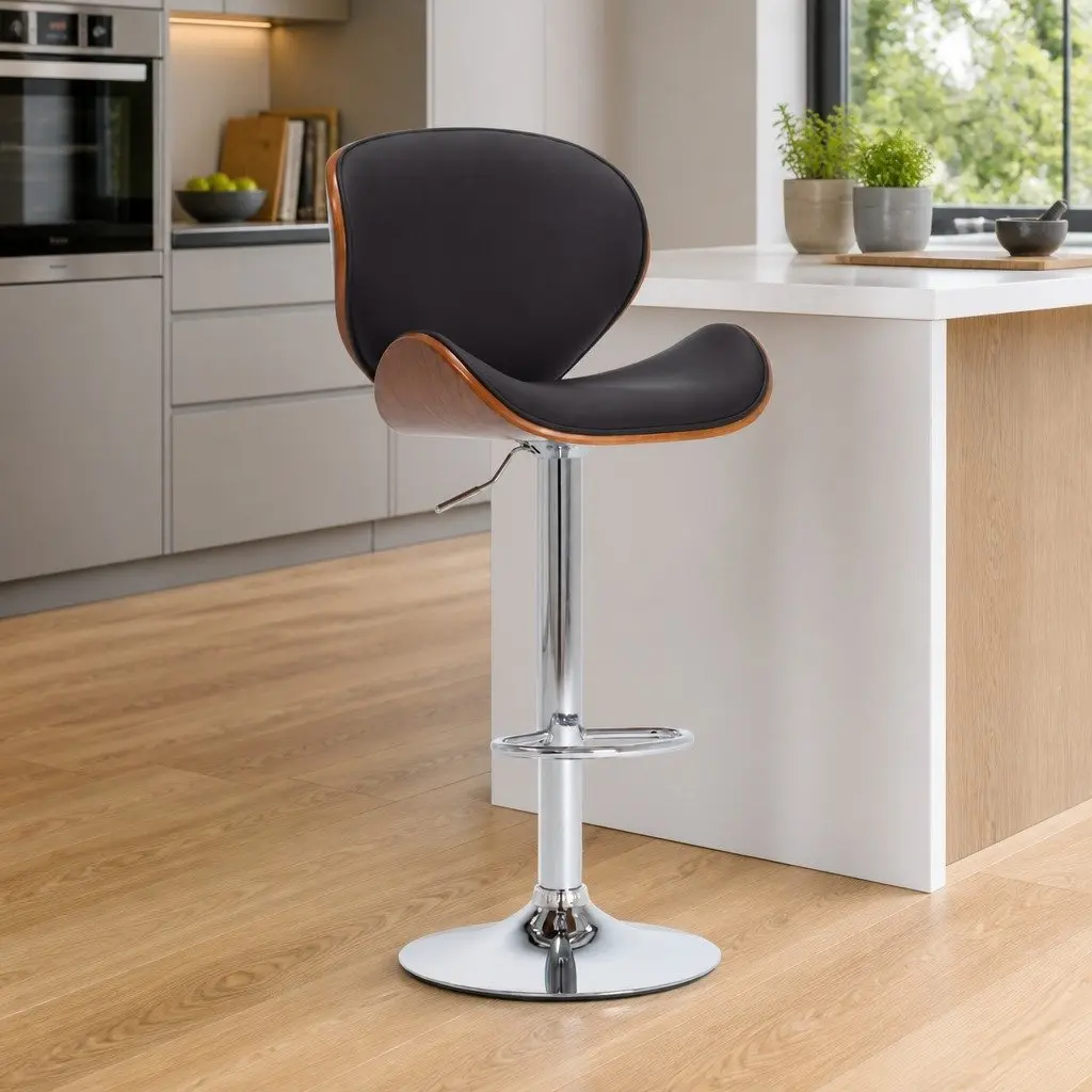 Adjustable Black Bar Stool for Home Use