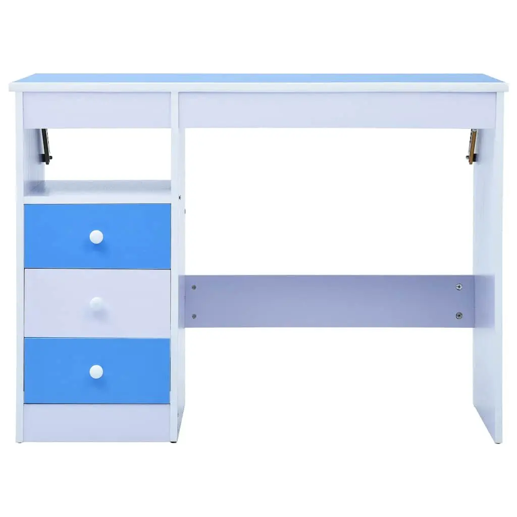 Children's Drawing Study Desk Engineered Wood Tiltable Blue White