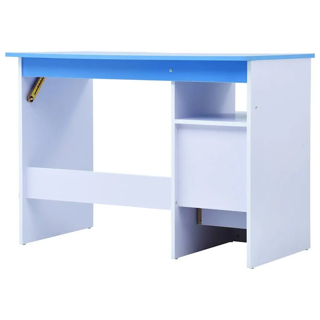 Children's Drawing Study Desk Engineered Wood Tiltable Blue White
