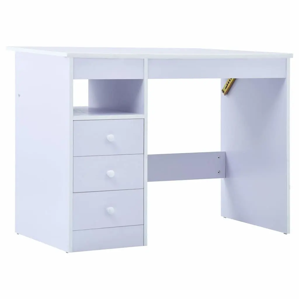 Children's Study Desk Ergonomic Tiltable White Engineered Wood with Storage