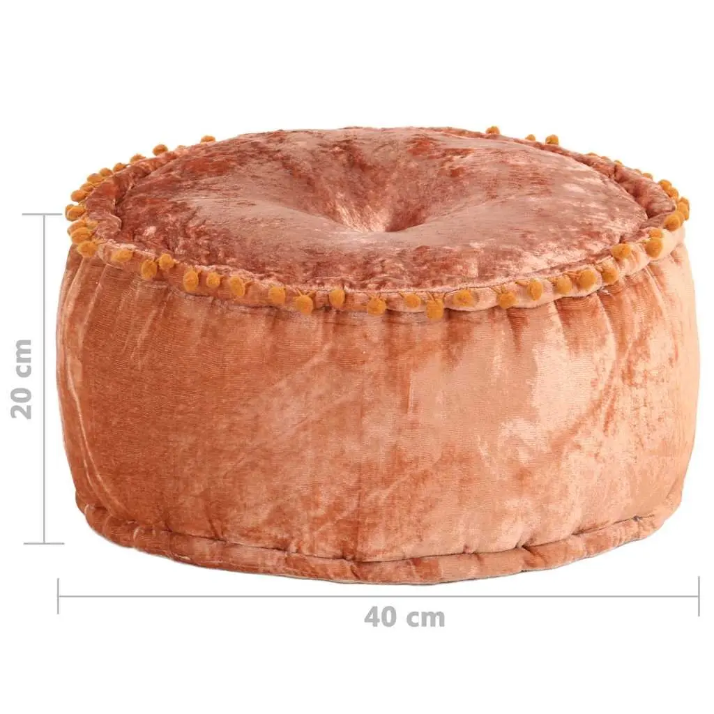 Round Velvet Pouffe Ottoman Footrest 40cm Beige