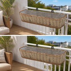 2 pcs Wicker Planters with PE Lining - 80 cm Brown
