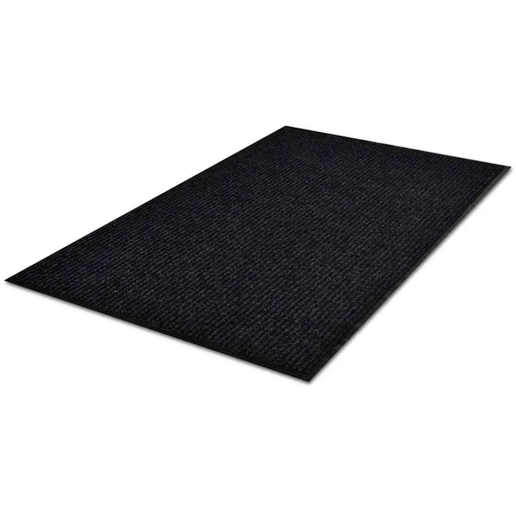 Black Door Mat 117x220cm Non-Slip PVC Backing Indoor Outdoor Entrance Hallway