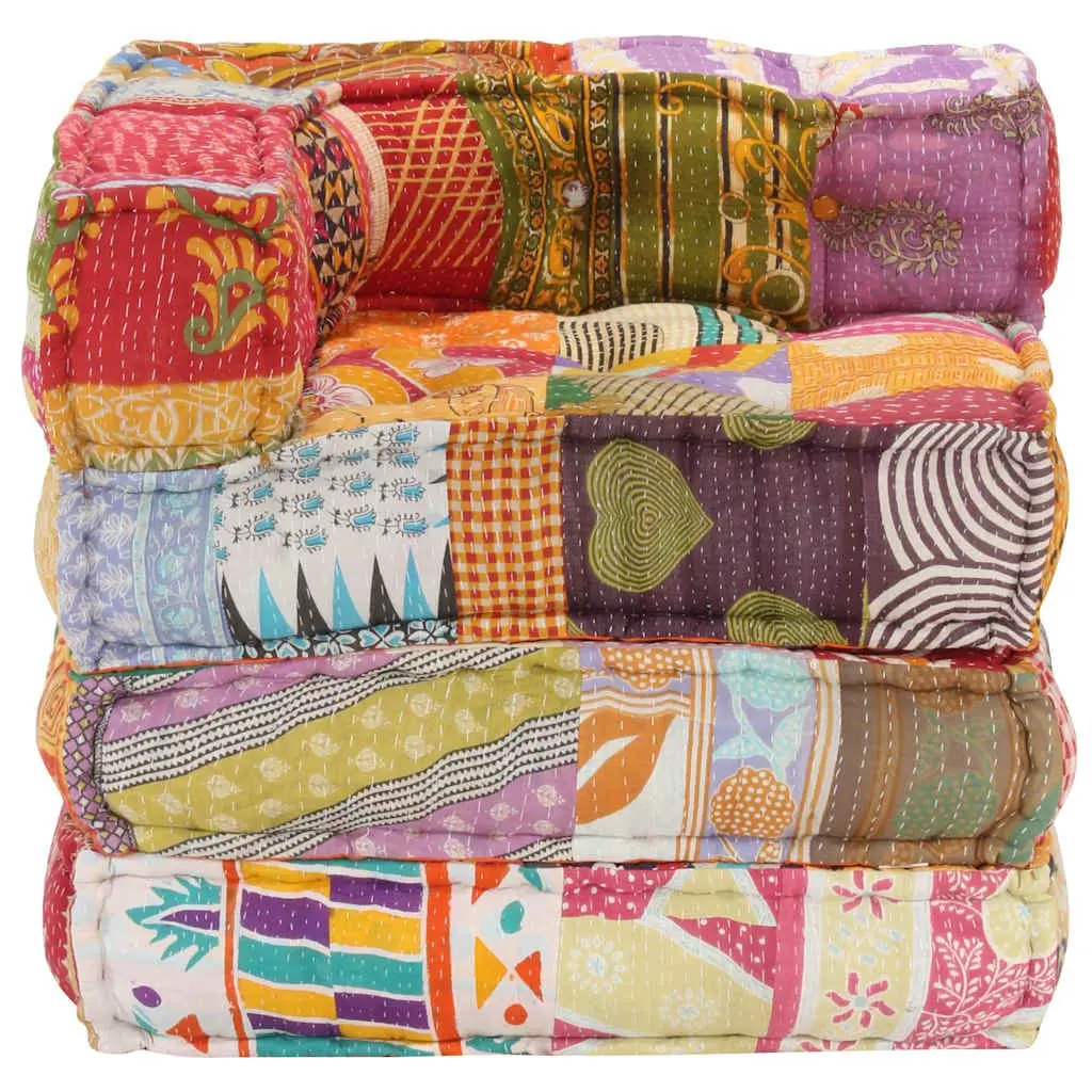 Modular Pouffe Cotton Fabric Multicolour Patchwork Living Room Seating