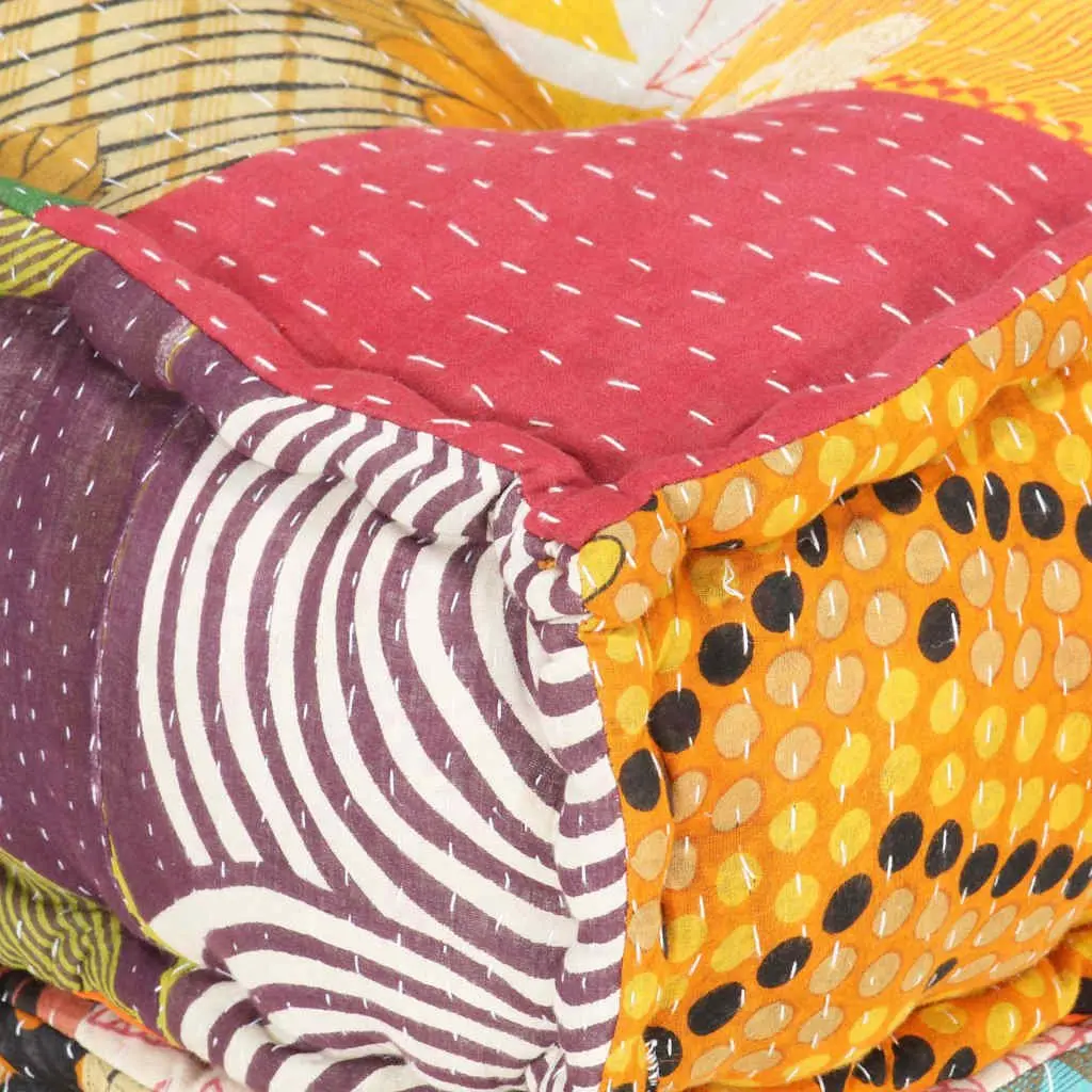 Modular Pouffe Cotton Fabric Multicolour Patchwork Living Room Seating