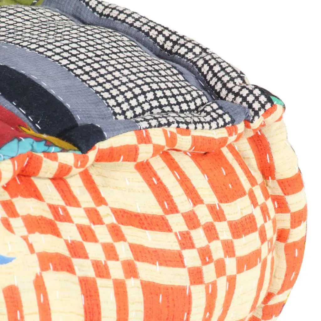 Modular Pouffe Patchwork Fabric Multicolour Convertible Sofa Chaise Lounge Chair