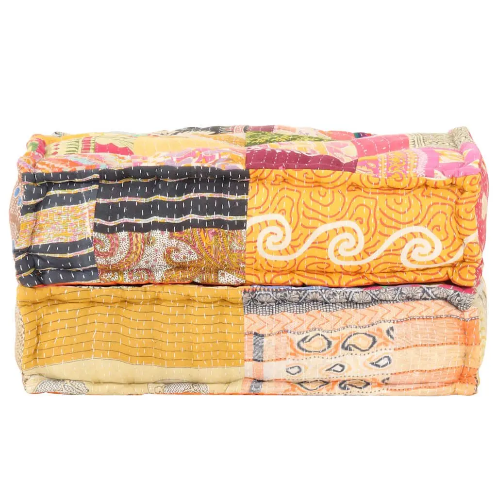 Patchwork Pouffe | Soft Fabric Ottoman Footrest