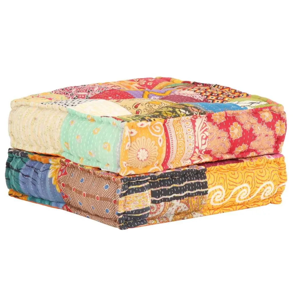 Patchwork Pouffe | Soft Fabric Ottoman Footrest
