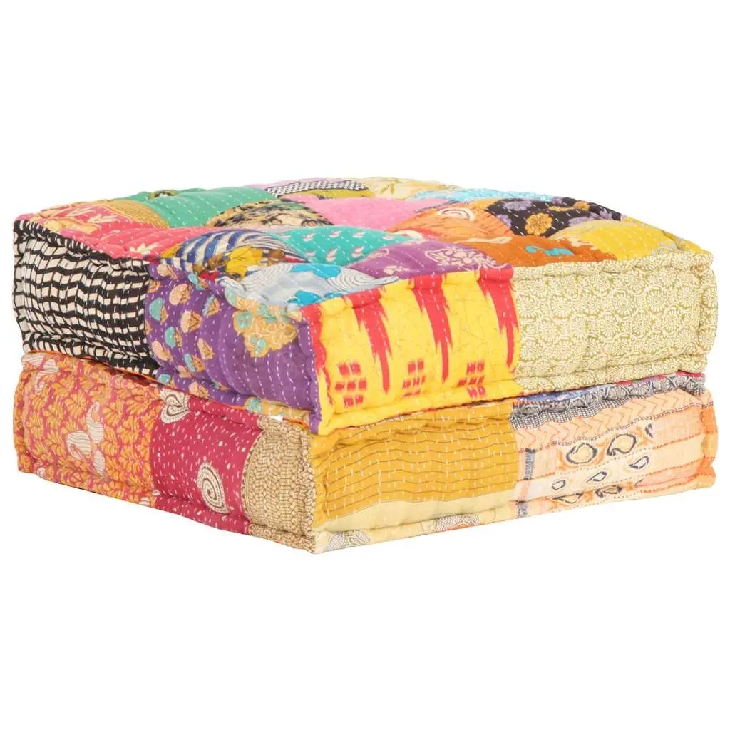 Patchwork Pouffe | Soft Fabric Ottoman Footrest