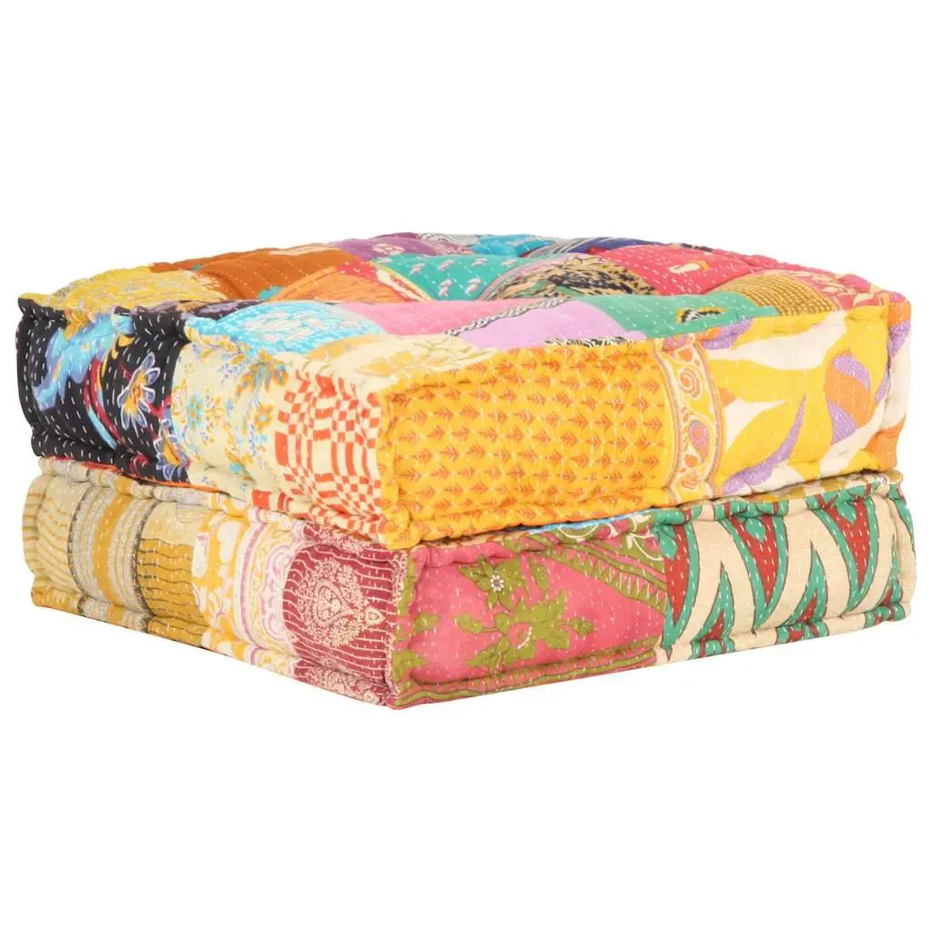 Patchwork Pouffe | Soft Fabric Ottoman Footrest