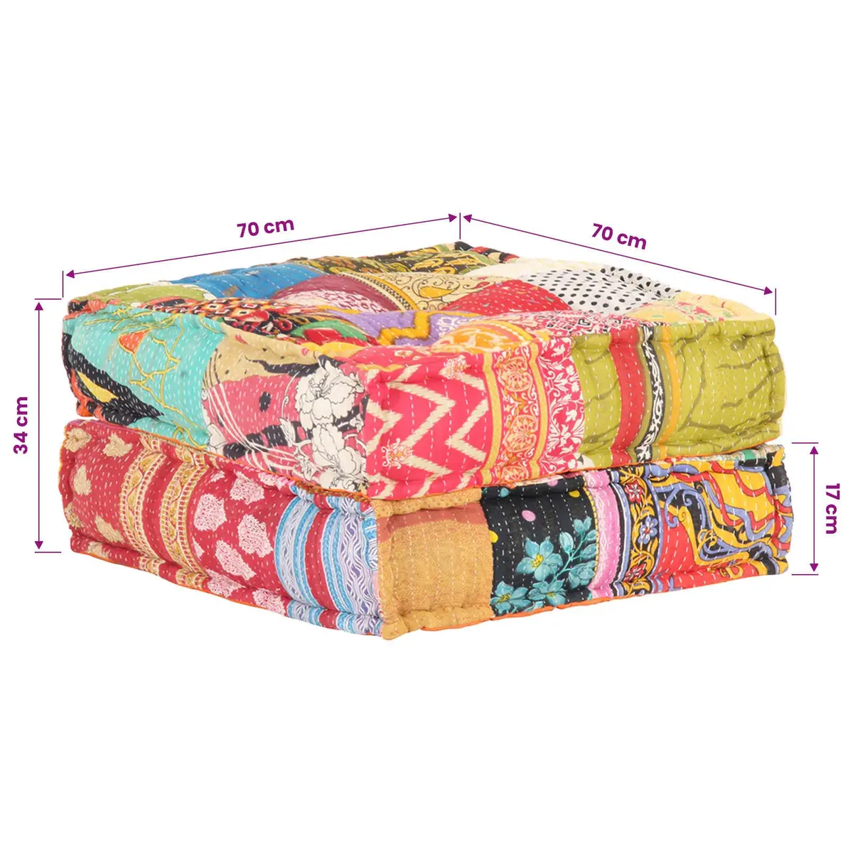 Patchwork Pouffe | Soft Fabric Ottoman Footrest