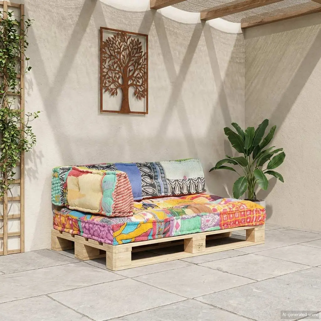 Pallet Sofa Cushion Multicolour Patchwork Cotton Fabric Padding Comfort Home