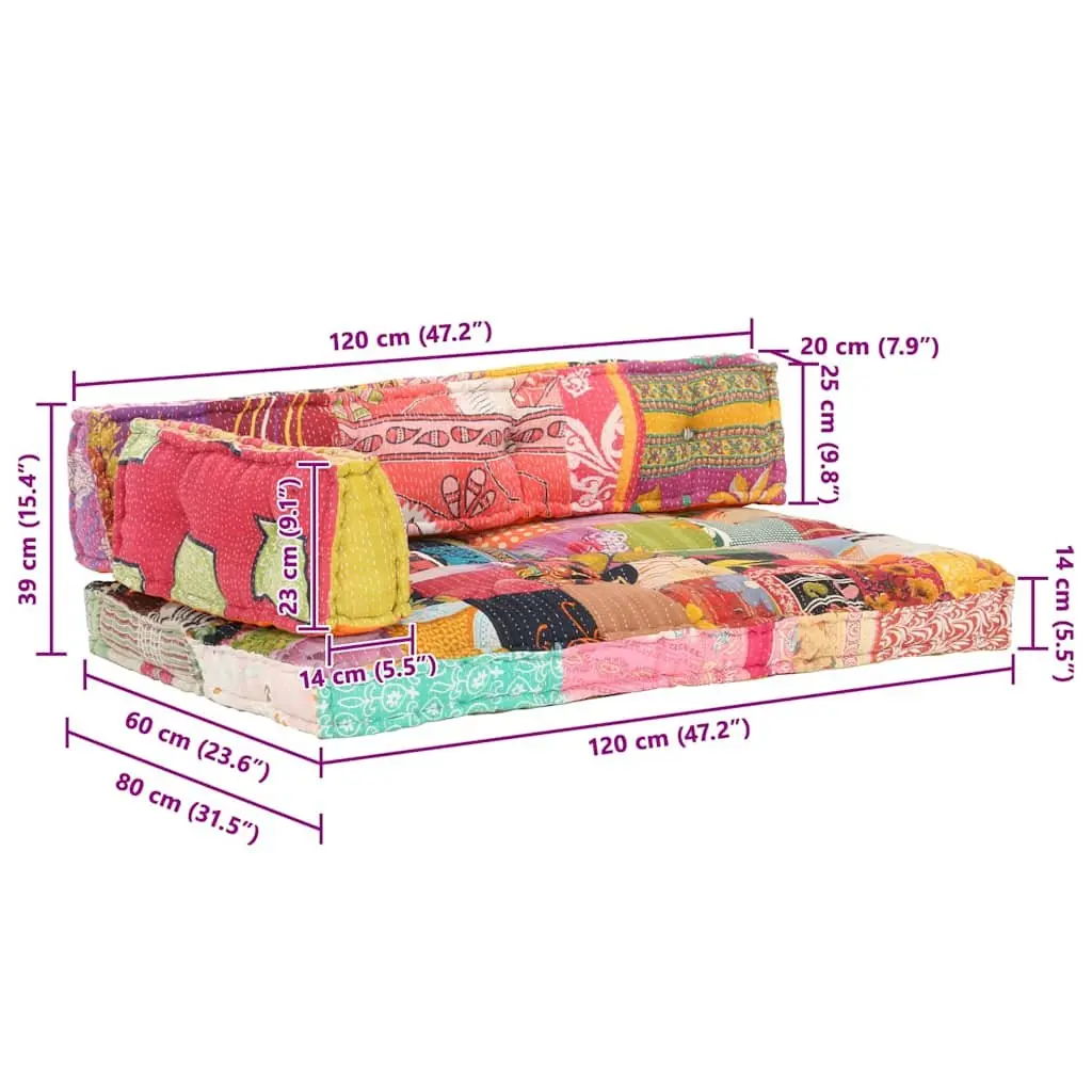 Pallet Sofa Cushion Multicolour Patchwork Cotton Fabric Padding Comfort Home