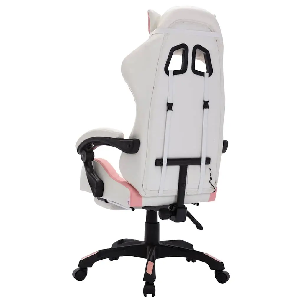 Racing Chair Faux Leather Adjustable Reclining Footrest Pink