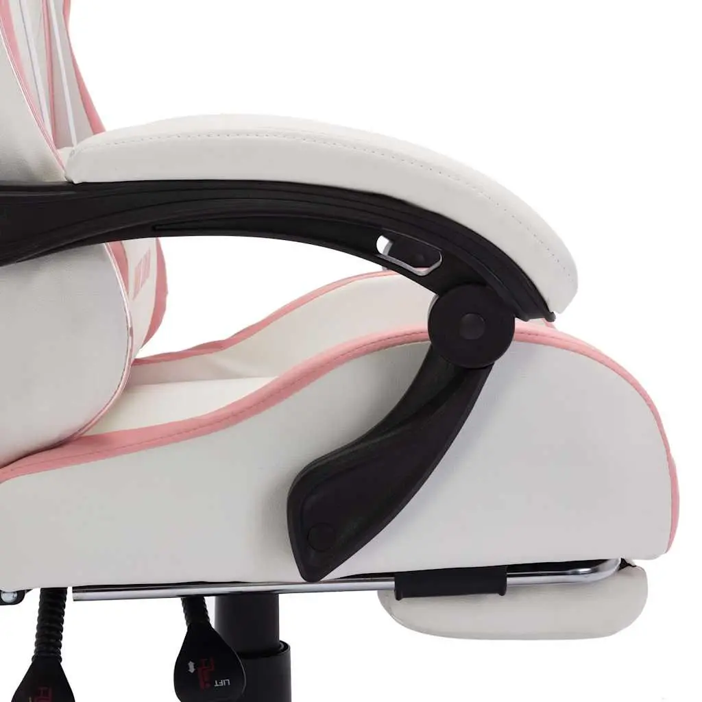 Racing Chair Faux Leather Adjustable Reclining Footrest Pink