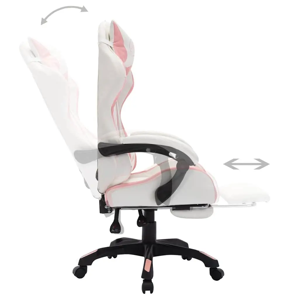 Racing Chair Faux Leather Adjustable Reclining Footrest Pink