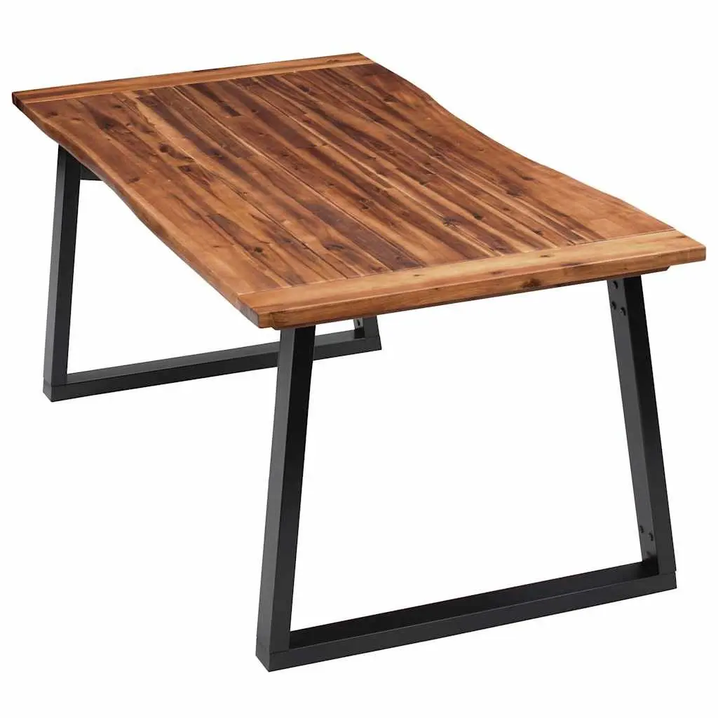 Dining Table Solid Acacia Wood 180x90cm Industrial Style Metal Legs Kitchen Room