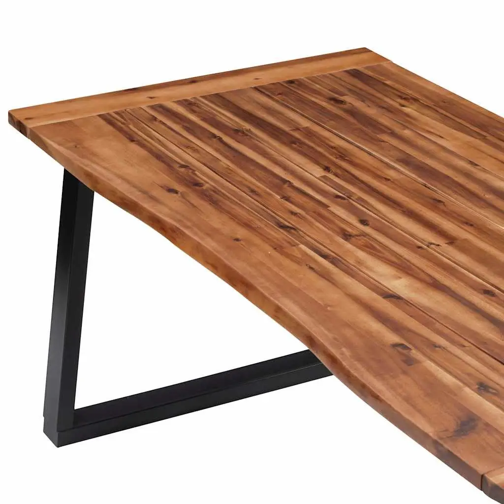 Dining Table Solid Acacia Wood 180x90cm Industrial Style Metal Legs Kitchen Room