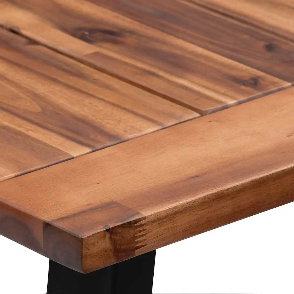 Dining Table Solid Acacia Wood 180x90cm Industrial Style Metal Legs Kitchen Room