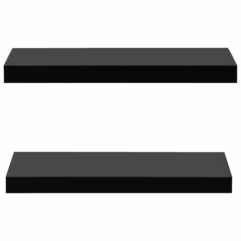 Black MDF Floating Shelves Organizer Set 40x20cm Home Decor Display 2 Piece