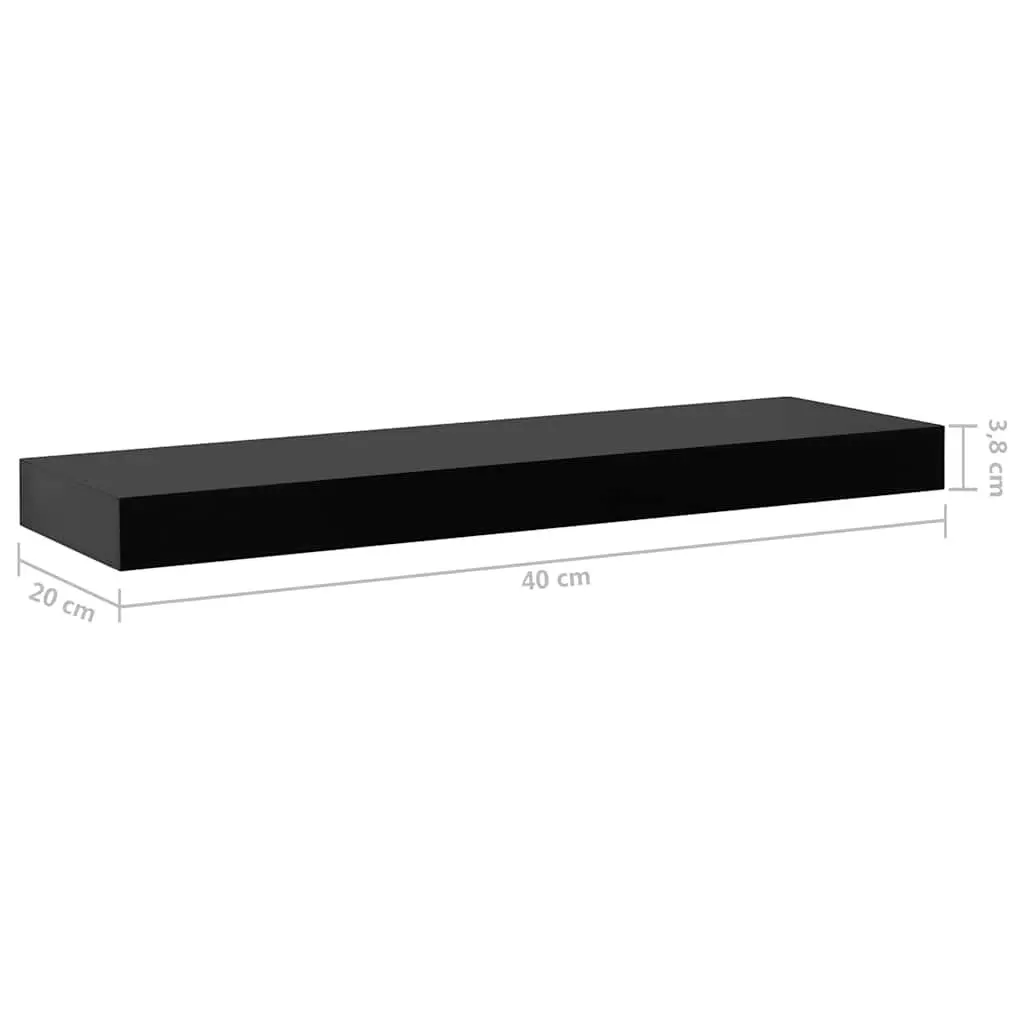 Black MDF Floating Shelves Organizer Set 40x20cm Home Decor Display 2 Piece