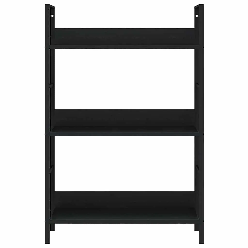 3-Layer Book Shelf Storage Cabinet Engineered Wood Black 60x27.6x90.5cm Standing