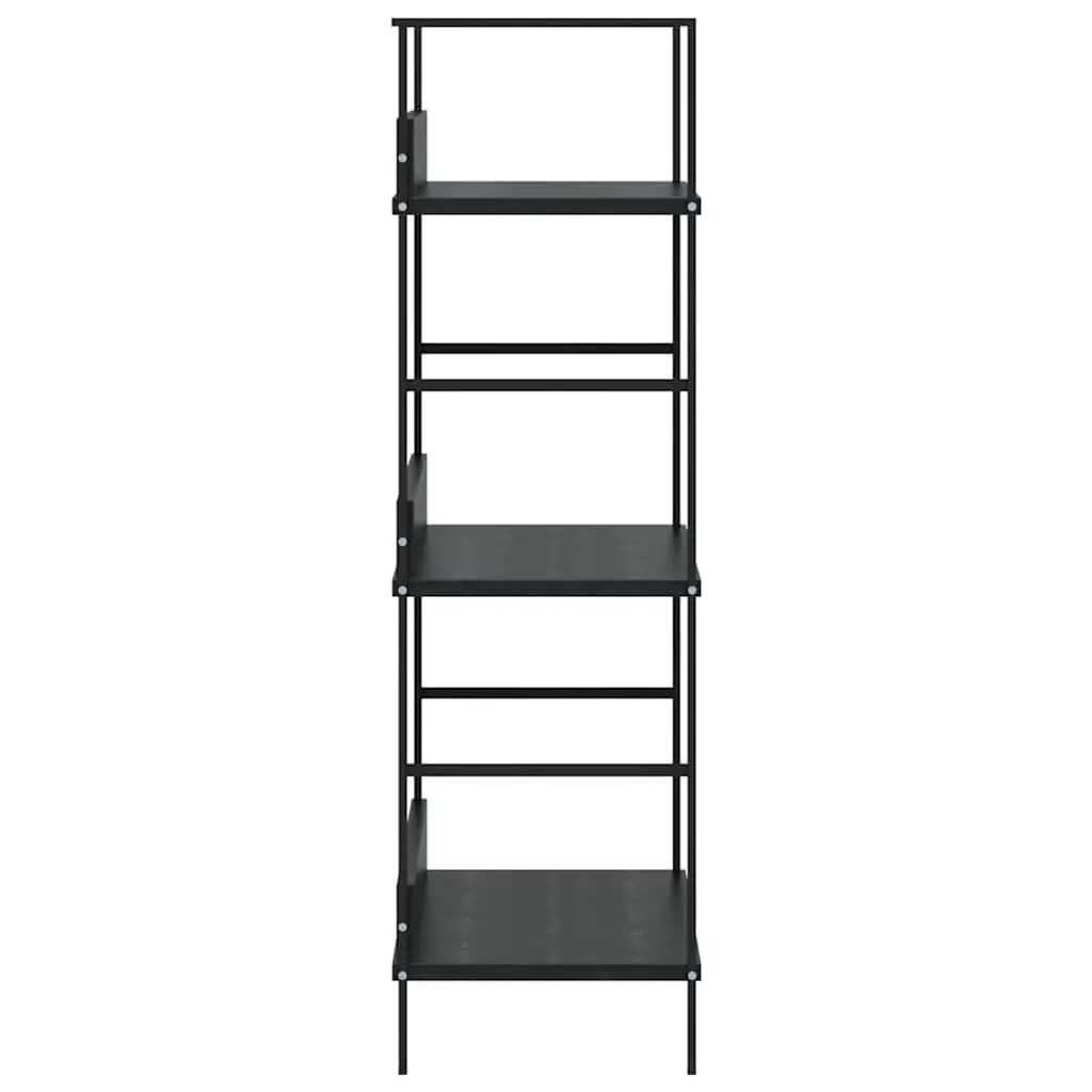 3-Layer Book Shelf Storage Cabinet Engineered Wood Black 60x27.6x90.5cm Standing