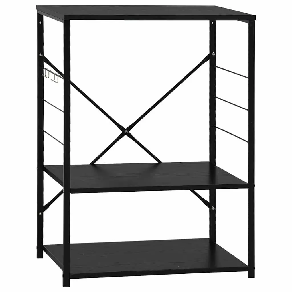 3-Tier Storage Cabinet Engineered Wood Steel Black 60x39.6x79.5cm