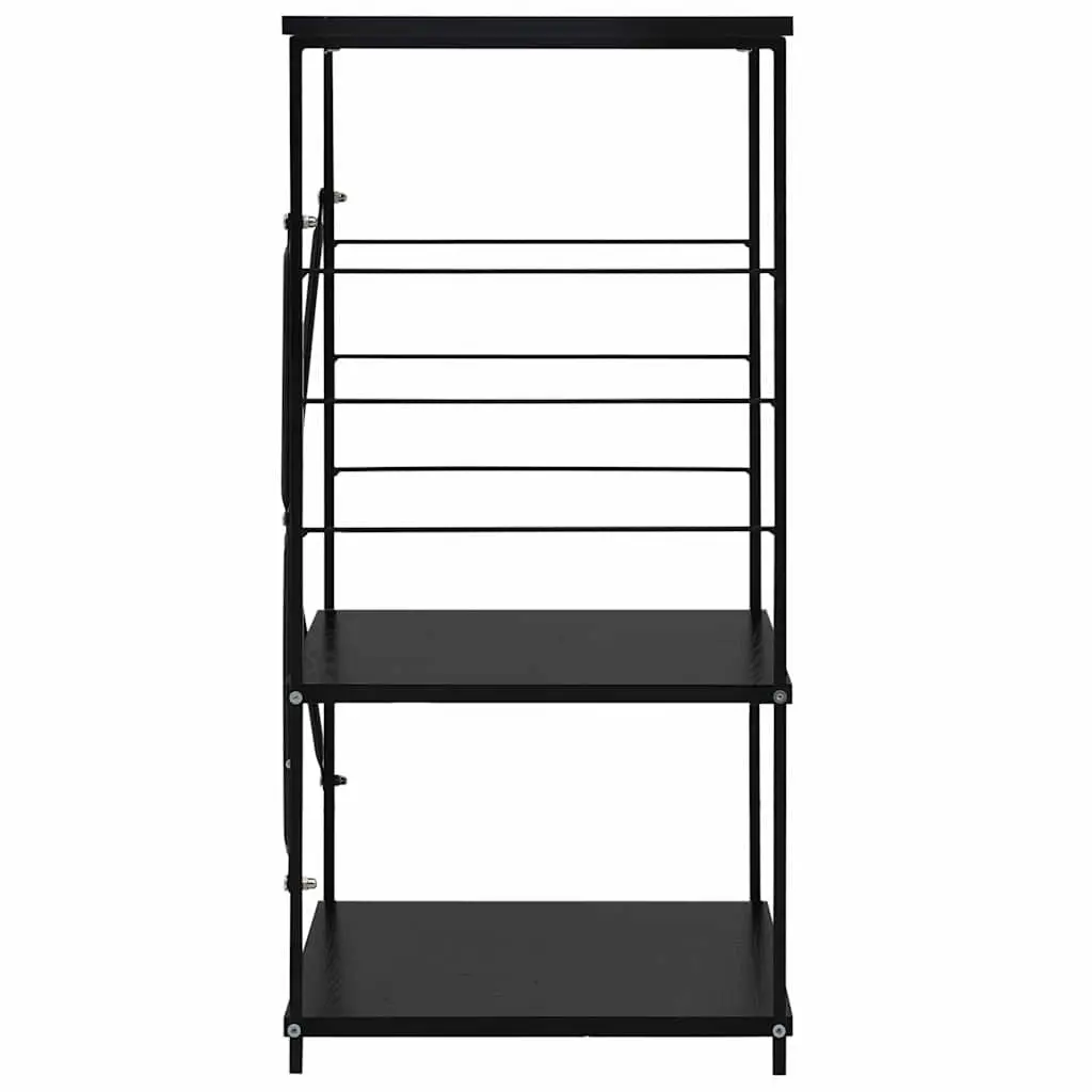 3-Tier Storage Cabinet Engineered Wood Steel Black 60x39.6x79.5cm
