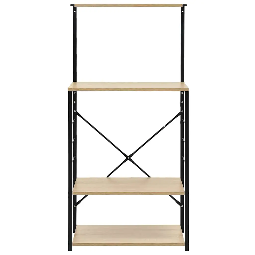 Microwave Cabinet Engineered Wood Steel Frame 4-Tier 60x39.6x123cm Black Oak
