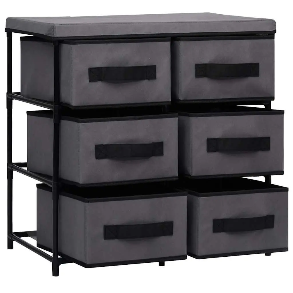 Storage Cabinet with 6 Drawers Grey Chest Organiser Bedroom Living Room