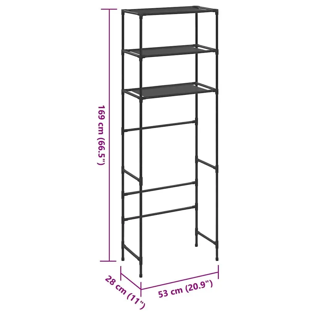 3-Tier Stainless Steel Over Toilet Storage Rack Black Bathroom Organiser Shelf Unit